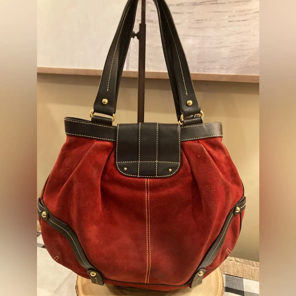 Dooney and Bourke Limited Edition Red Suede Hayden Panettiere (HP) Tote Bag Rare